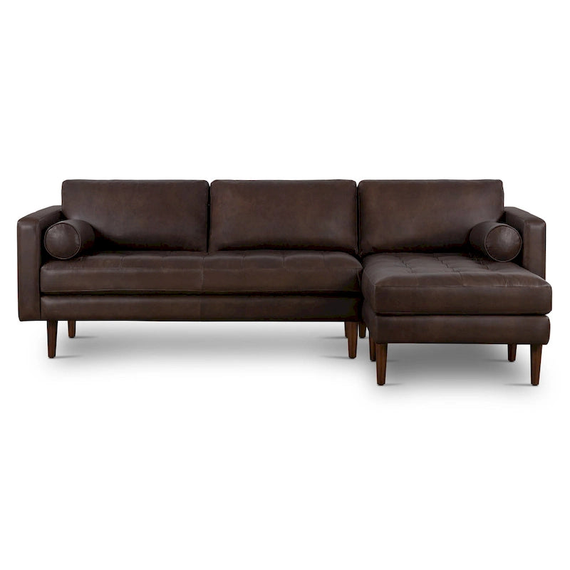 104-Inch Right-Facing Sectional Sofa in Full-Grain Italian Leather with Chaise