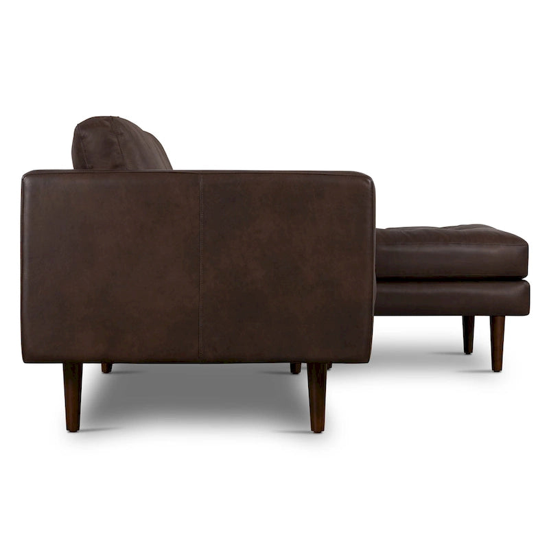 104-Inch Right-Facing Sectional Sofa in Full-Grain Italian Leather with Chaise