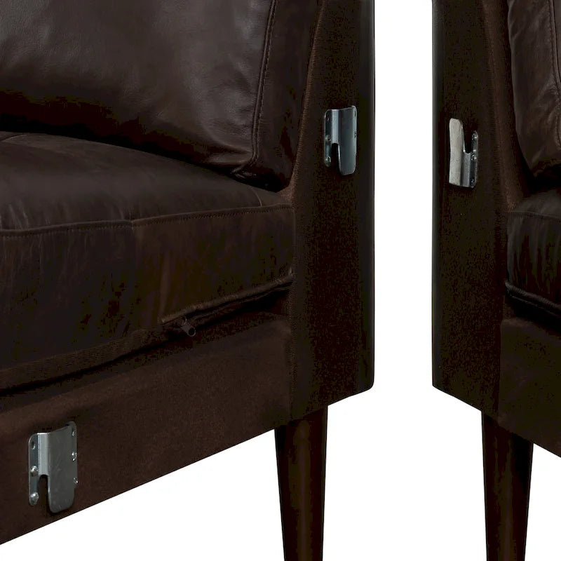 104-Inch Right-Facing Sectional Sofa in Full-Grain Italian Leather with Chaise