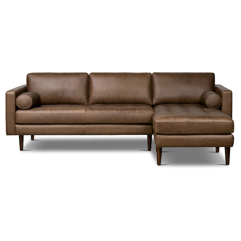 104-Inch Right-Facing Sectional Sofa in Full-Grain Italian Leather with Chaise