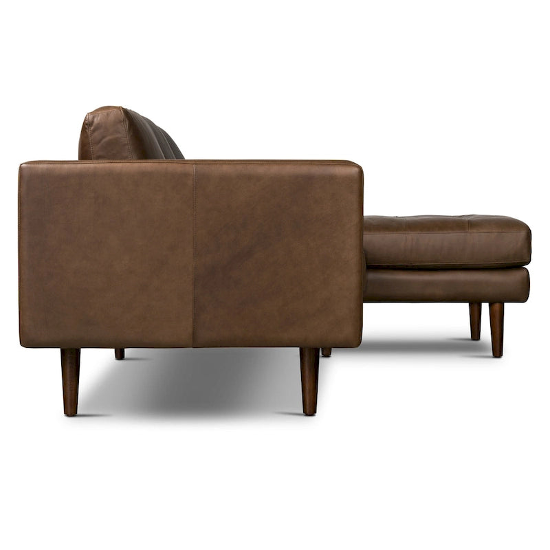 104-Inch Right-Facing Sectional Sofa in Full-Grain Italian Leather with Chaise