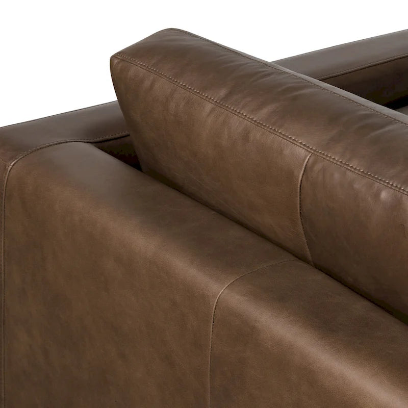 104-Inch Right-Facing Sectional Sofa in Full-Grain Italian Leather with Chaise