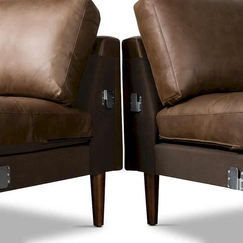104-Inch Right-Facing Sectional Sofa in Full-Grain Italian Leather with Chaise