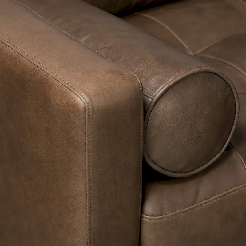 104-Inch Right-Facing Sectional Sofa in Full-Grain Italian Leather with Chaise