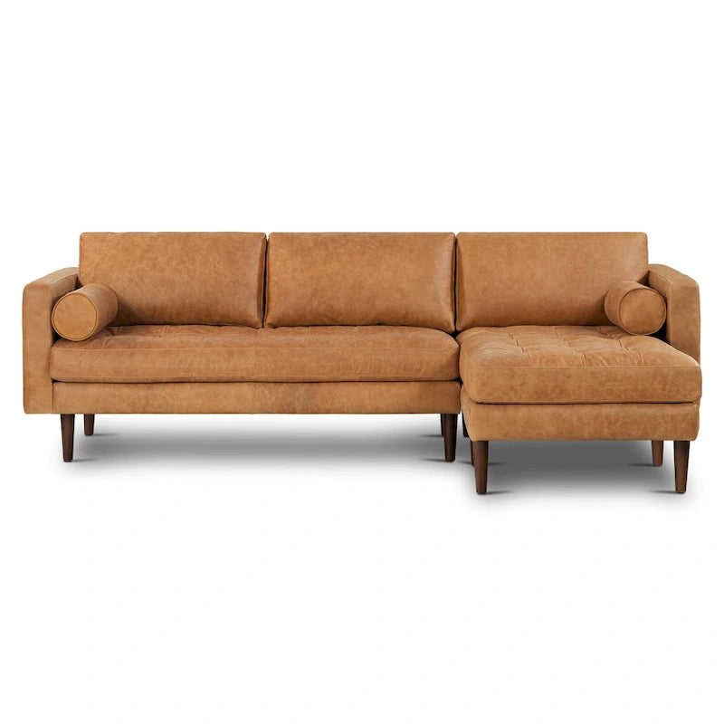 104-Inch Right-Facing Sectional Sofa in Full-Grain Italian Leather with Chaise