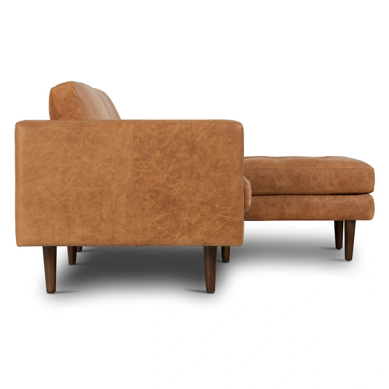 104-Inch Right-Facing Sectional Sofa in Full-Grain Italian Leather with Chaise
