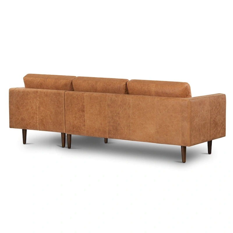 104-Inch Right-Facing Sectional Sofa in Full-Grain Italian Leather with Chaise