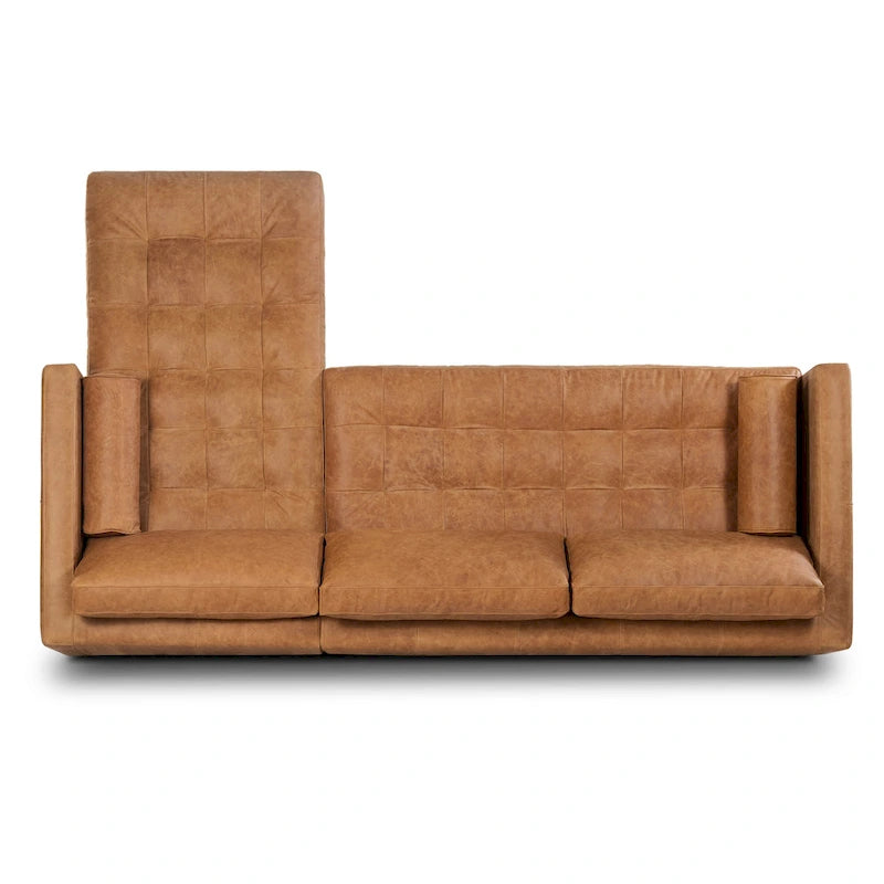 104-Inch Right-Facing Sectional Sofa in Full-Grain Italian Leather with Chaise