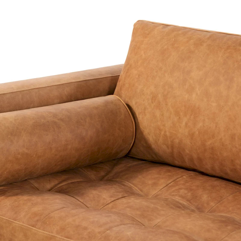 104-Inch Right-Facing Sectional Sofa in Full-Grain Italian Leather with Chaise