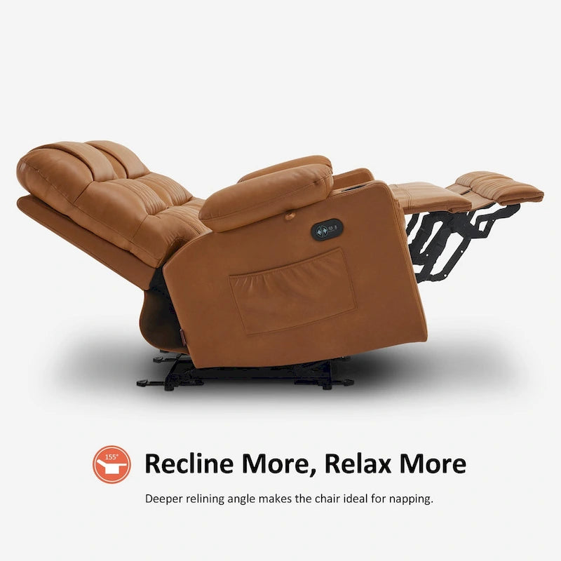 Electric Power Reclining Loveseat with Heat, Vibration Massage, USB Ports and Cup Holders