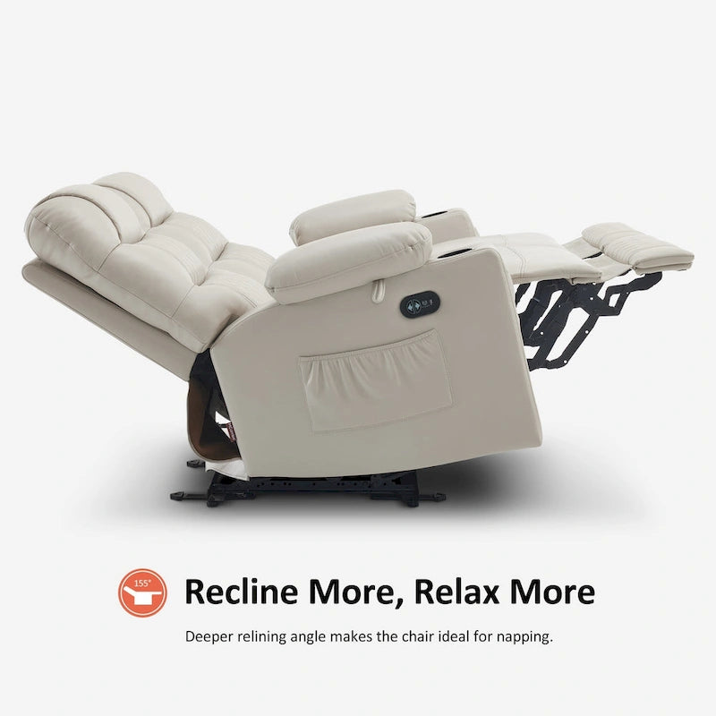 Electric Power Reclining Loveseat with Heat, Vibration Massage, USB Ports and Cup Holders