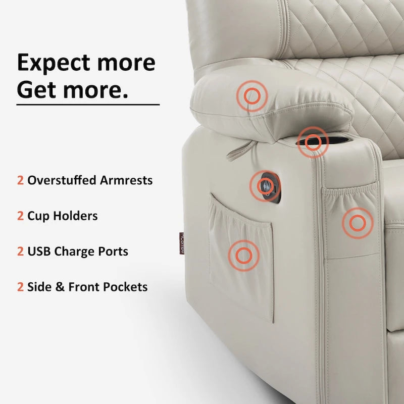 Electric Power Reclining Loveseat with Heat, Vibration Massage, USB Ports and Cup Holders