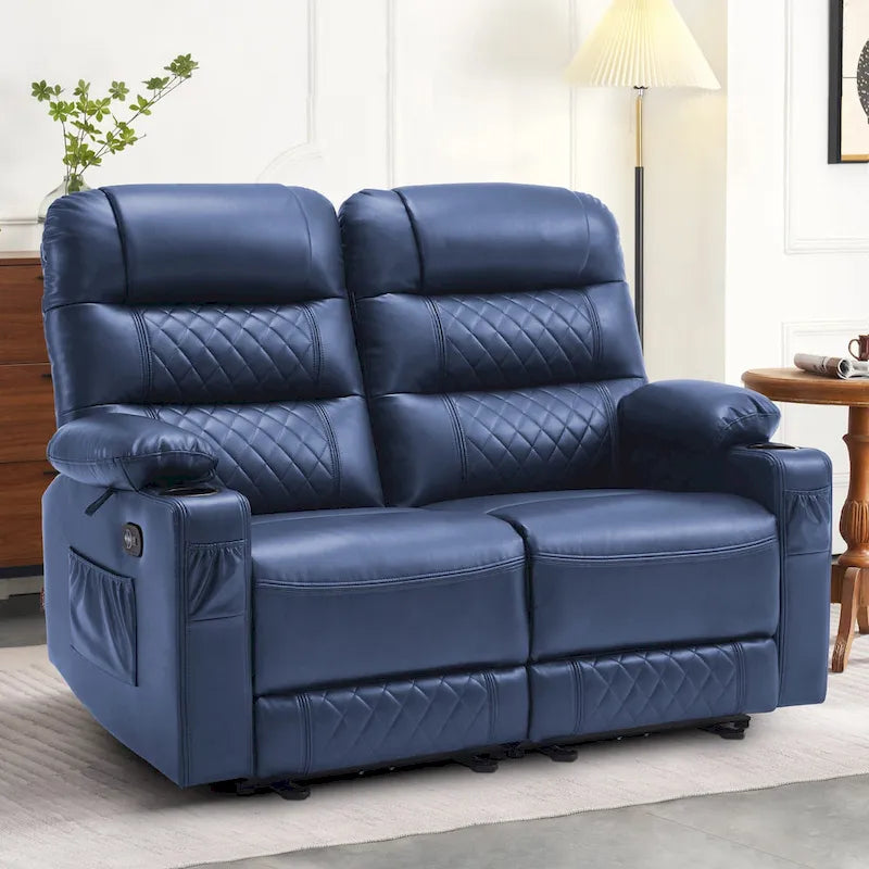 Electric Power Reclining Loveseat with Heat, Vibration Massage, USB Ports and Cup Holders