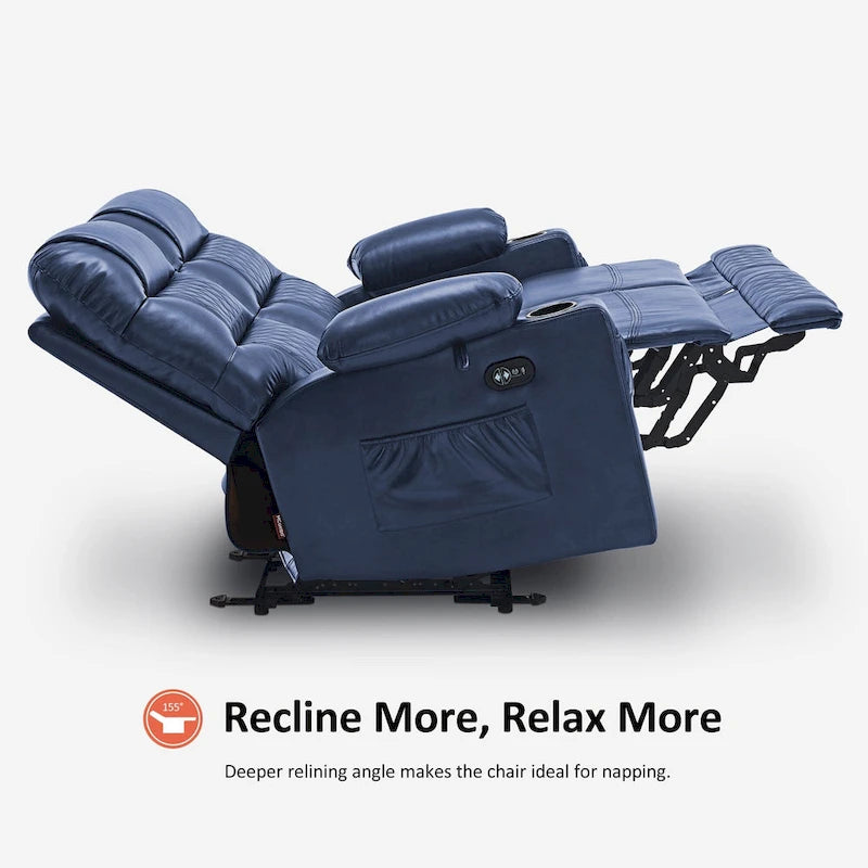 Electric Power Reclining Loveseat with Heat, Vibration Massage, USB Ports and Cup Holders