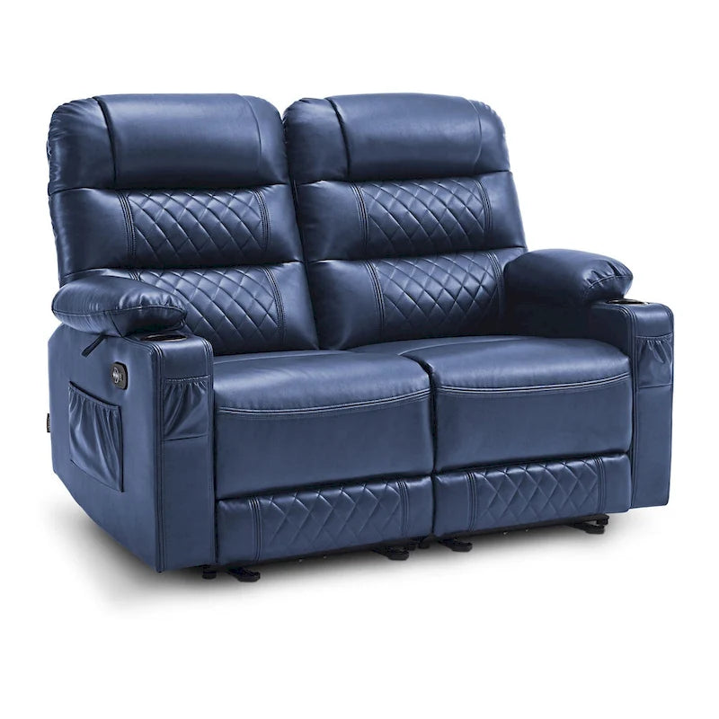Electric Power Reclining Loveseat with Heat, Vibration Massage, USB Ports and Cup Holders
