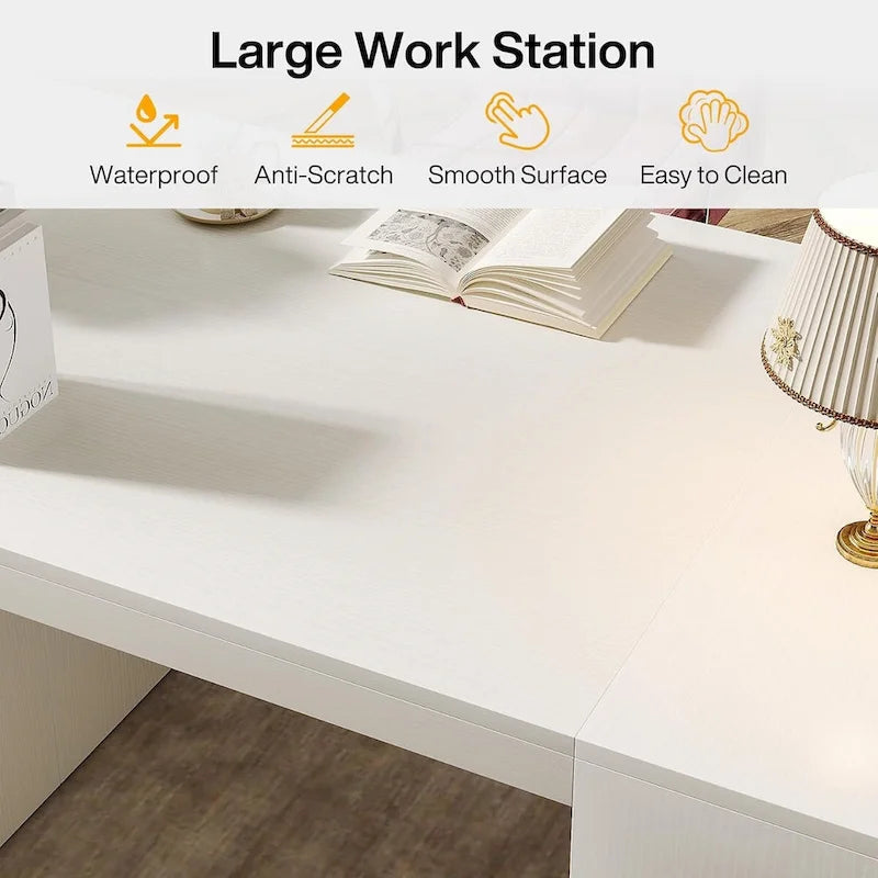 62-Inch Executive Computer Desk with 3 Storage Shelves