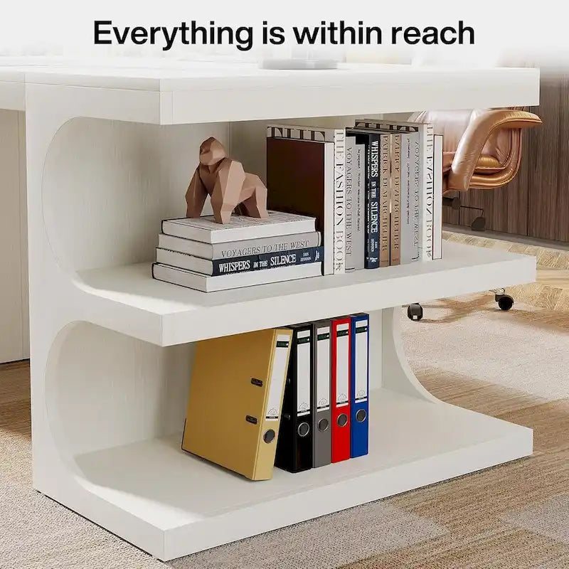 62-Inch Executive Computer Desk with 3 Storage Shelves