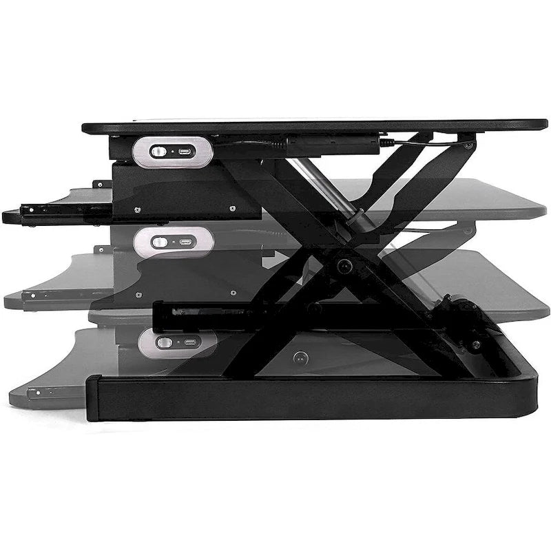 Electric Height Adjustable Sit to Stand Desk Riser with Dual Monitor Support