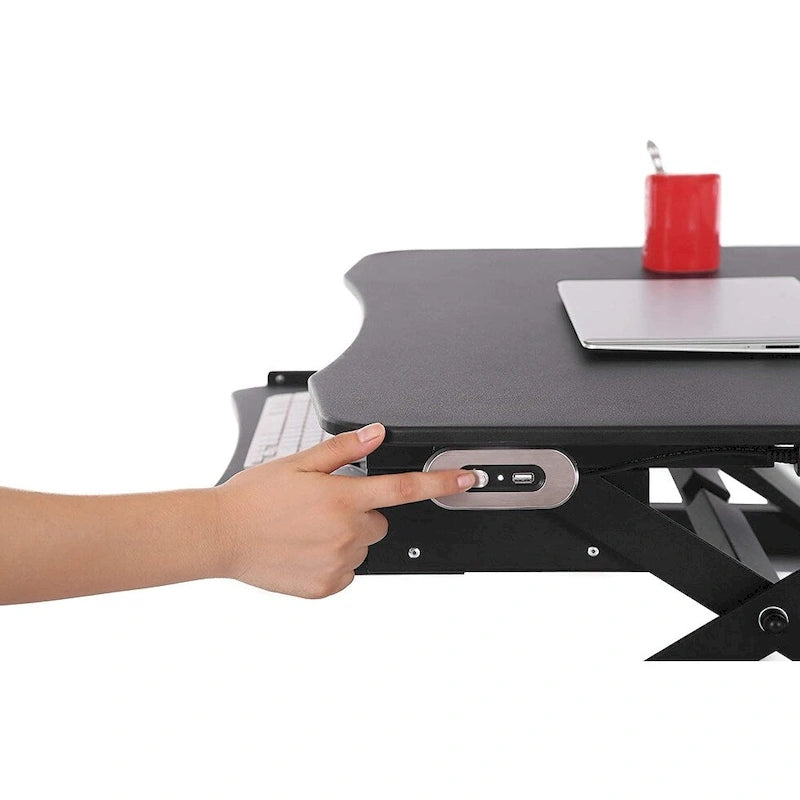 Electric Height Adjustable Sit to Stand Desk Riser with Dual Monitor Support