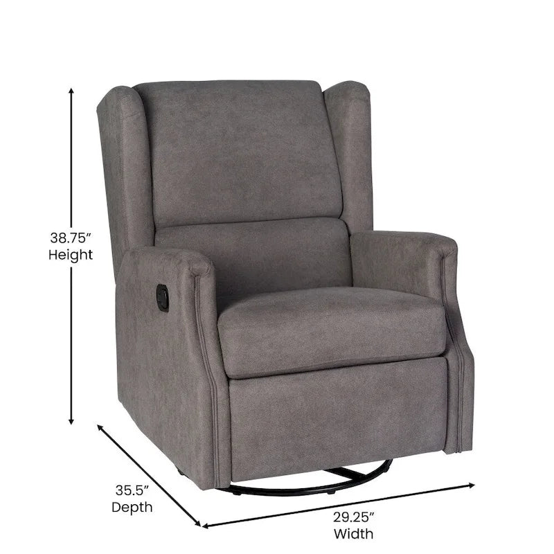 Wingback Manual Recliner Rocking Swivel Glider Chair, 3-Position, 360 Degree