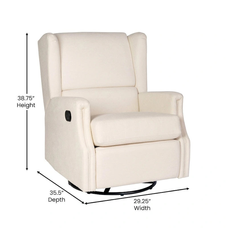 Wingback Manual Recliner Rocking Swivel Glider Chair, 3-Position, 360 Degree