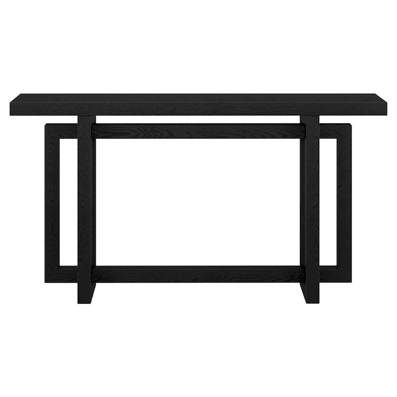 55-Inch Rectangular Console Table with Wood-Look Finish and Geometric Base