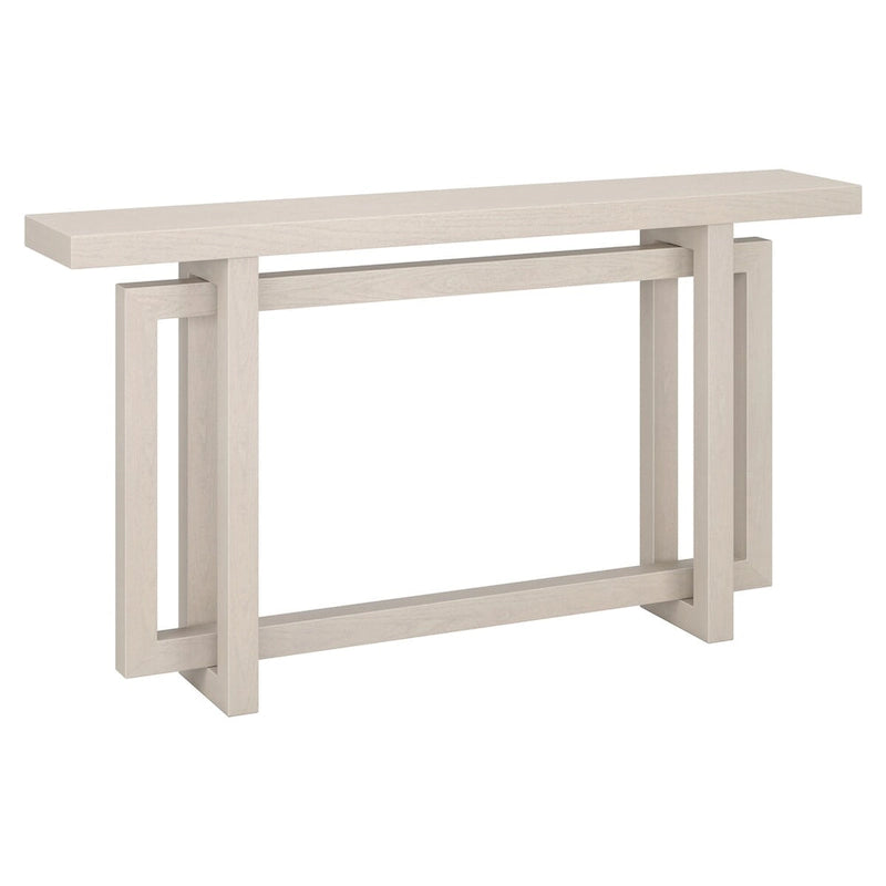 55-Inch Rectangular Console Table with Wood-Look Finish and Geometric Base