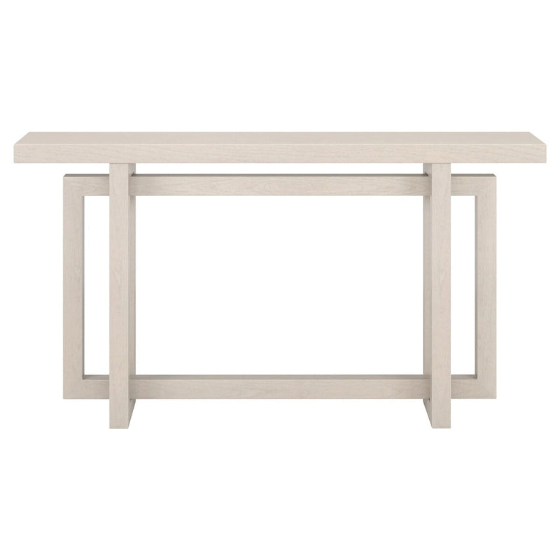 55-Inch Rectangular Console Table with Wood-Look Finish and Geometric Base