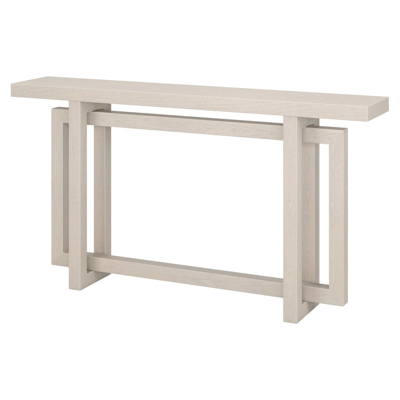 55-Inch Rectangular Console Table with Wood-Look Finish and Geometric Base