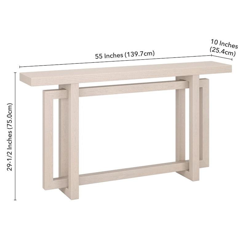 55-Inch Rectangular Console Table with Wood-Look Finish and Geometric Base