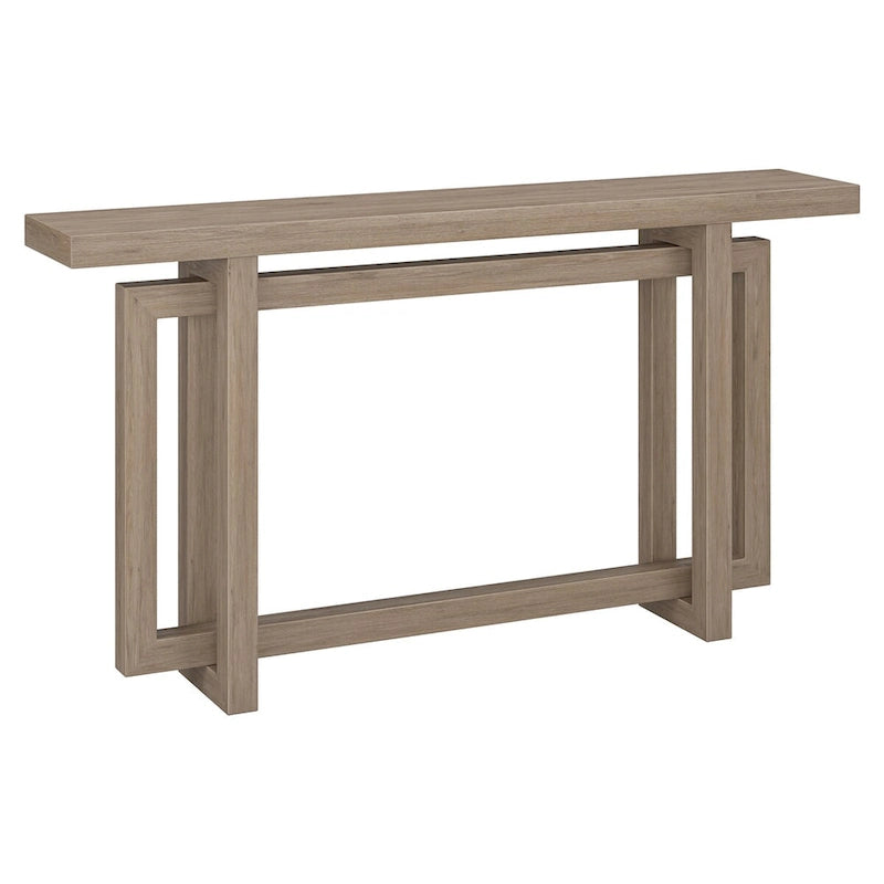55-Inch Rectangular Console Table with Wood-Look Finish and Geometric Base