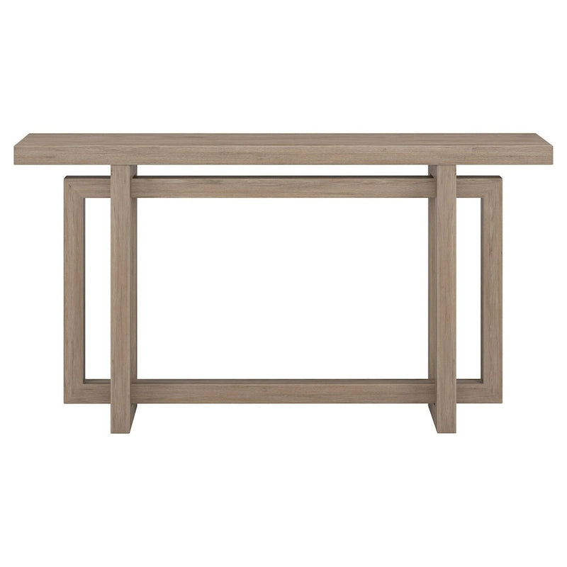 55-Inch Rectangular Console Table with Wood-Look Finish and Geometric Base