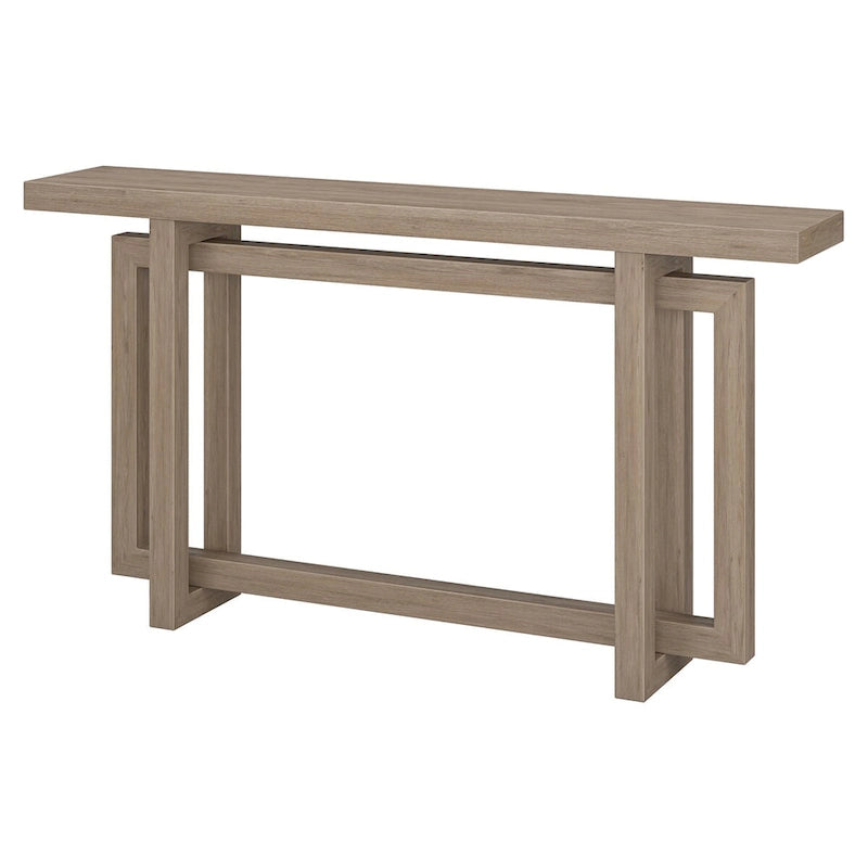 55-Inch Rectangular Console Table with Wood-Look Finish and Geometric Base