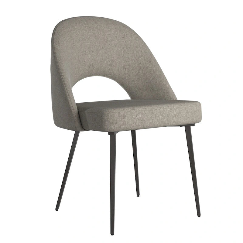 Retro Upholstered Dining Chairs with Half-Circle Cutout Back, Set of 2