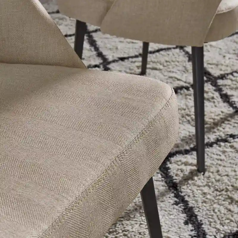 Retro Upholstered Dining Chairs with Half-Circle Cutout Back, Set of 2