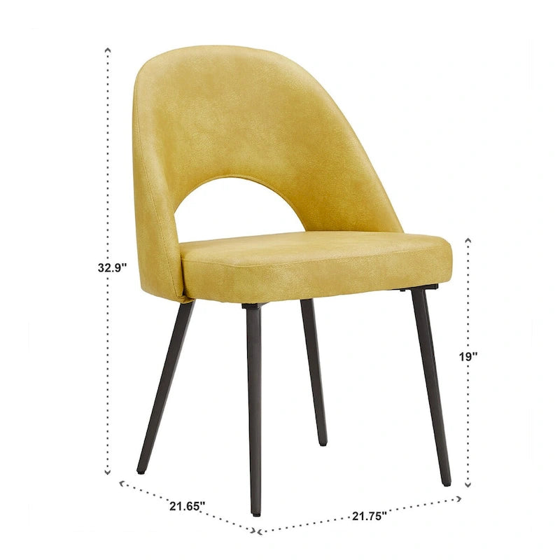 Retro Upholstered Dining Chairs with Half-Circle Cutout Back, Set of 2