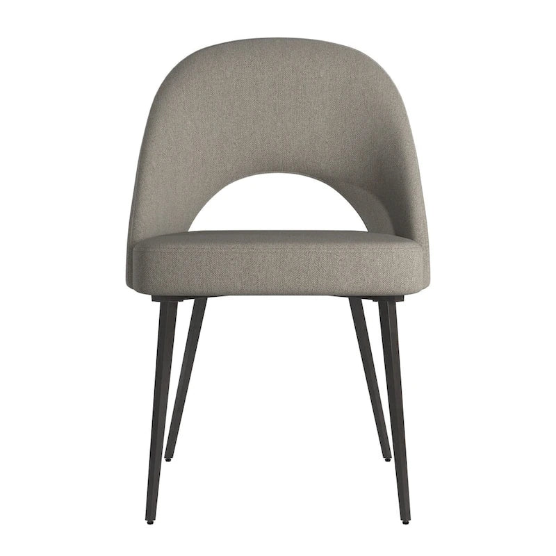 Retro Upholstered Dining Chairs with Half-Circle Cutout Back, Set of 2