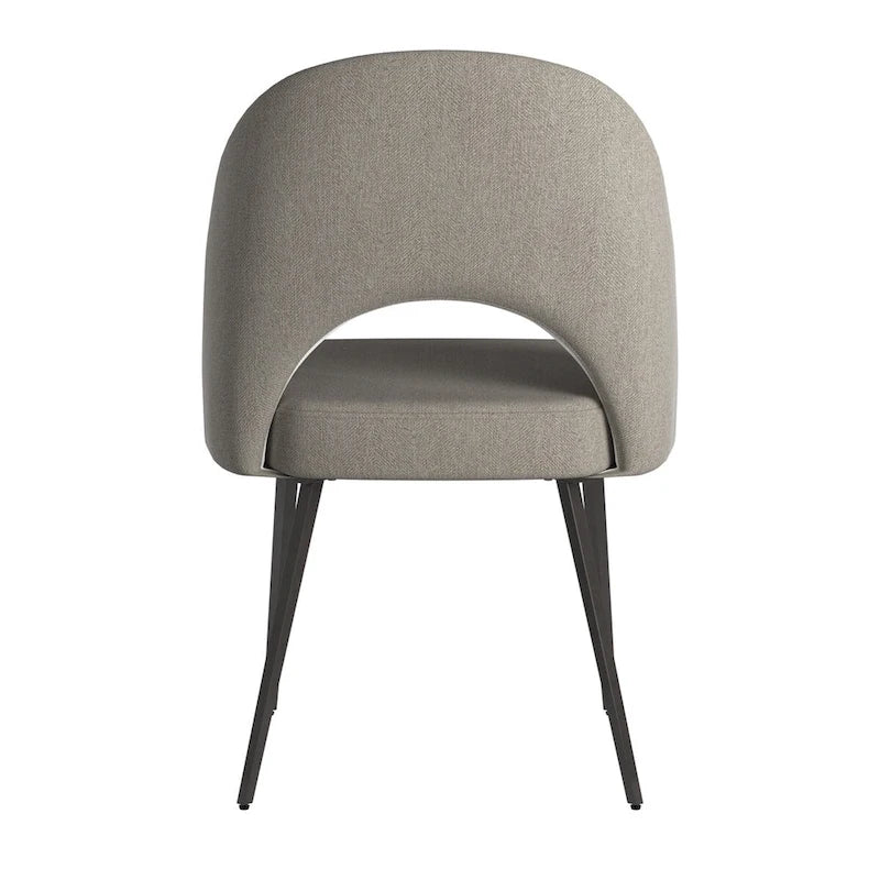 Retro Upholstered Dining Chairs with Half-Circle Cutout Back, Set of 2