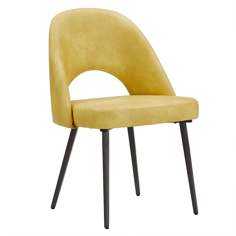 Retro Upholstered Dining Chairs with Half-Circle Cutout Back, Set of 2