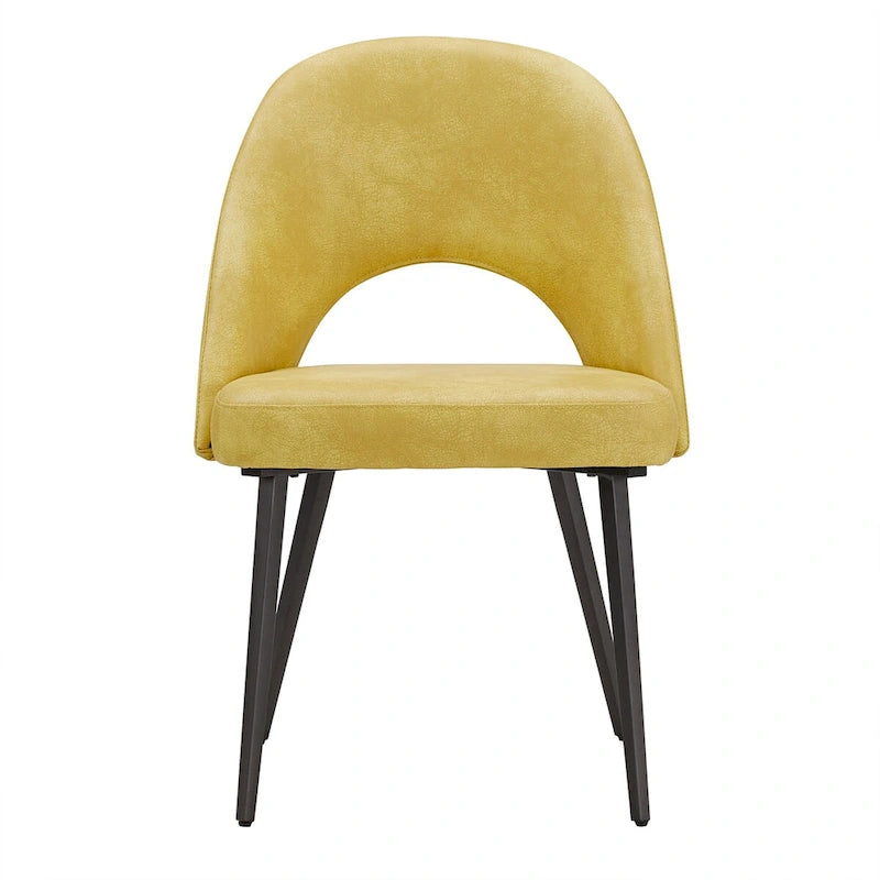 Retro Upholstered Dining Chairs with Half-Circle Cutout Back, Set of 2