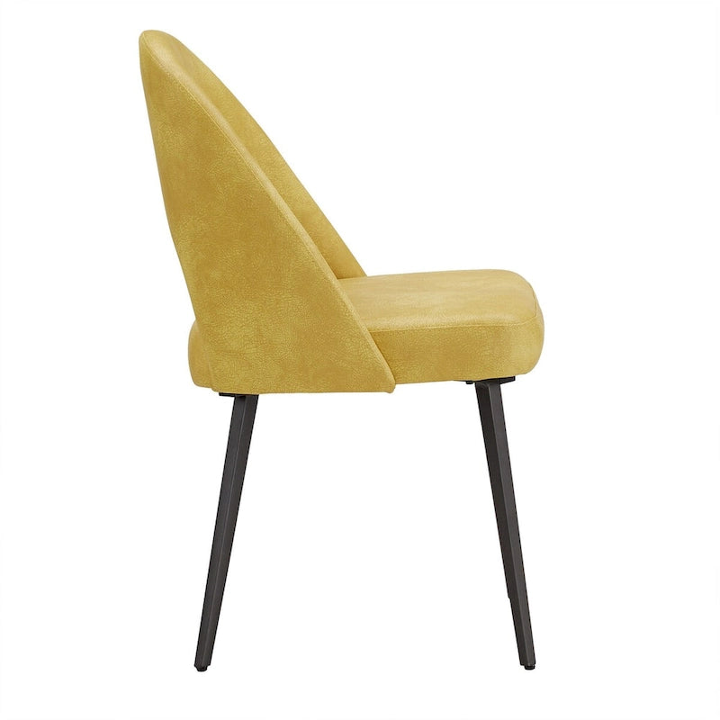 Retro Upholstered Dining Chairs with Half-Circle Cutout Back, Set of 2