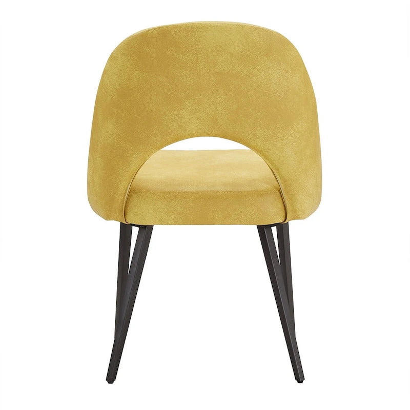 Retro Upholstered Dining Chairs with Half-Circle Cutout Back, Set of 2