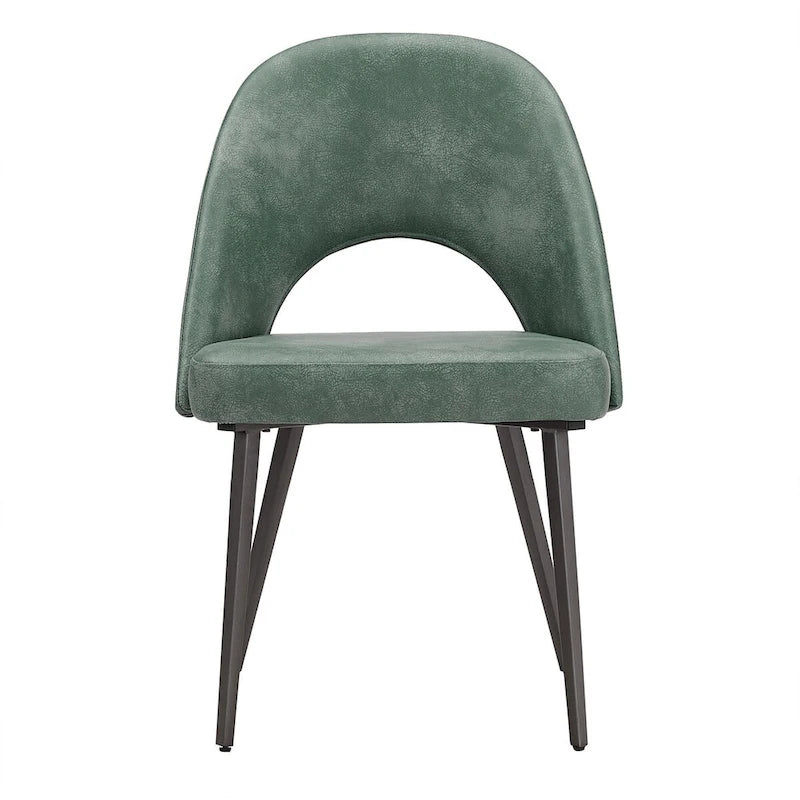 Retro Upholstered Dining Chairs with Half-Circle Cutout Back, Set of 2