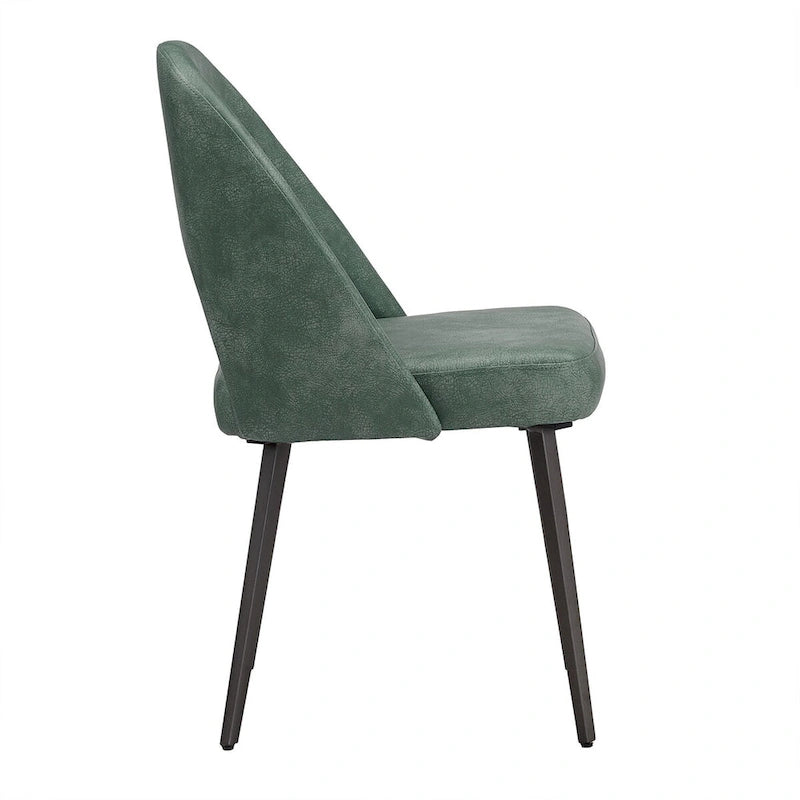 Retro Upholstered Dining Chairs with Half-Circle Cutout Back, Set of 2