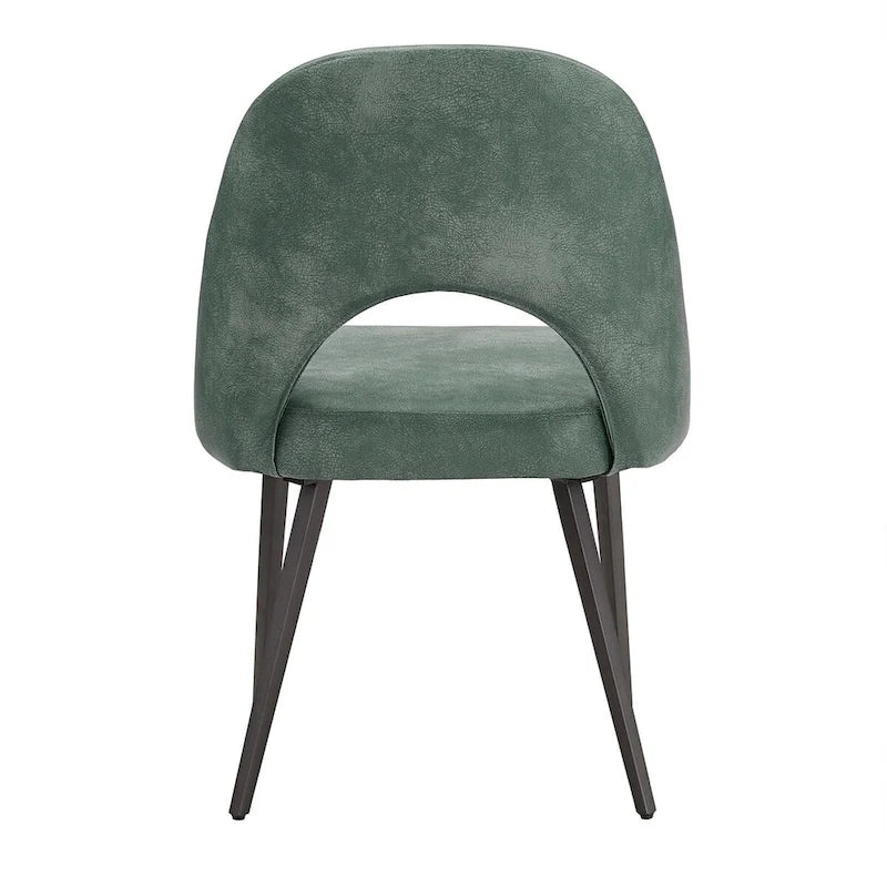 Retro Upholstered Dining Chairs with Half-Circle Cutout Back, Set of 2