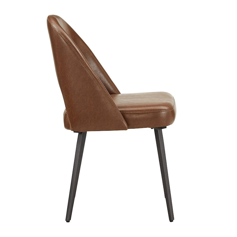 Retro Upholstered Dining Chairs with Half-Circle Cutout Back, Set of 2