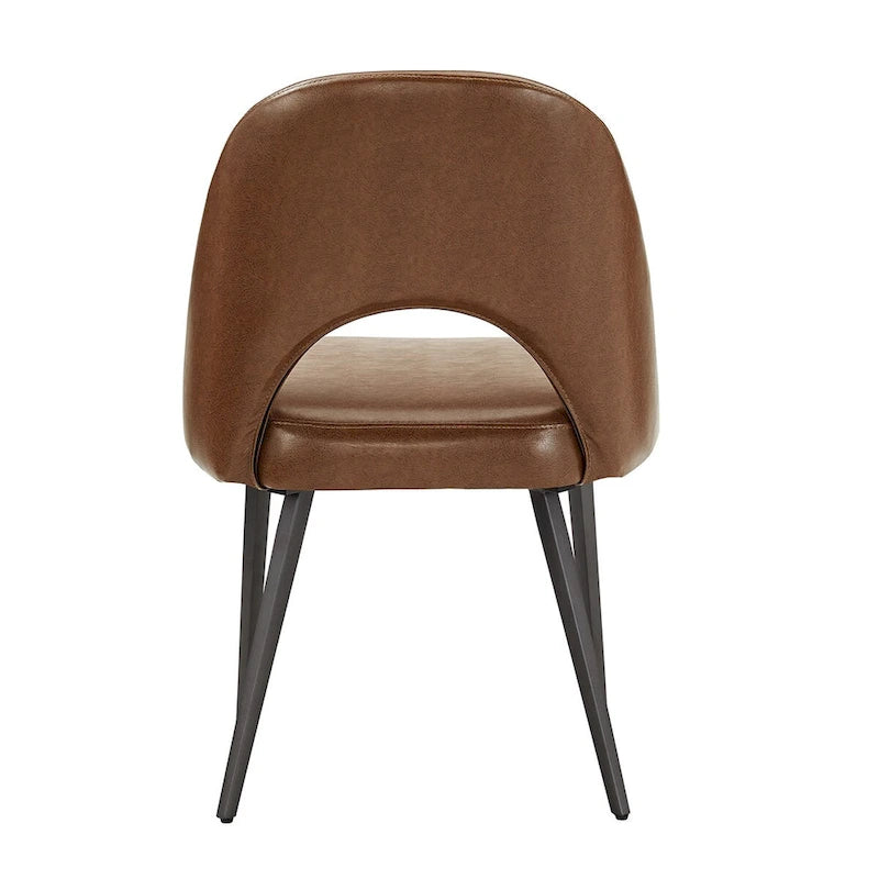 Retro Upholstered Dining Chairs with Half-Circle Cutout Back, Set of 2