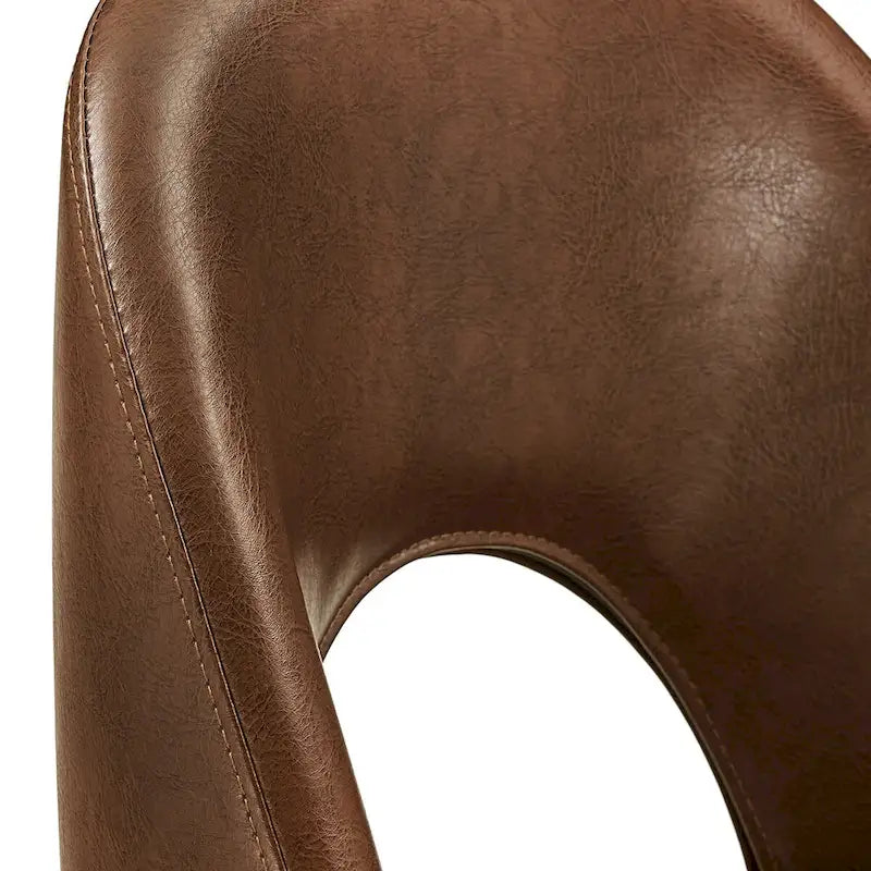 Retro Upholstered Dining Chairs with Half-Circle Cutout Back, Set of 2
