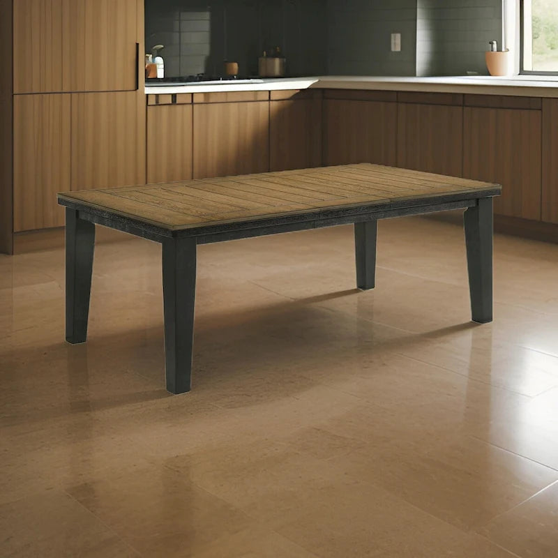 Extendable Rectangular Wood Dining Table 64 to 82 Inch, Brown