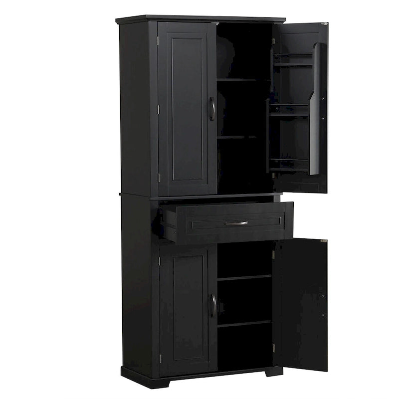 Tall Bathroom Storage Cabinet with 4 Doors, 1 Drawer and Adjustable Shelf